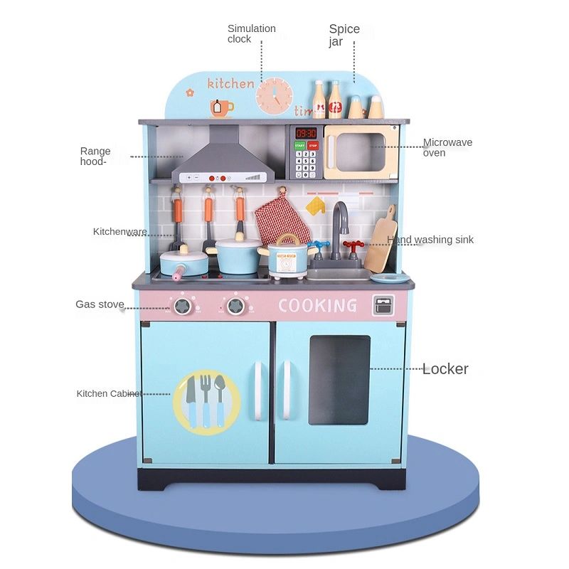 Ensemble de jouets de cuisine en bois pour enfants, simulation de cuisine, ustensiles de cuisine, jeu de rôle, jouet pour garçons et filles, jouets de cuisine en bois avec lumière et musique.