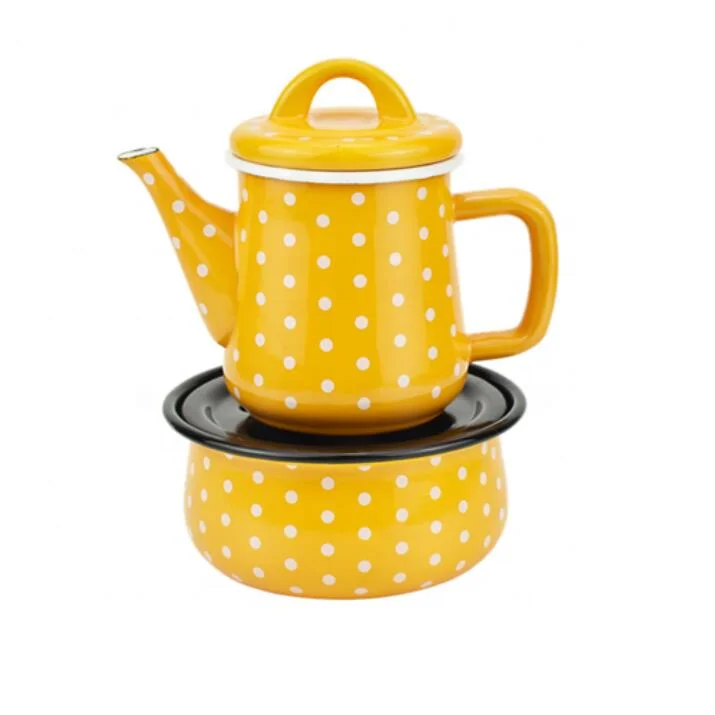 Multi-Capacity New Design Enamel Kettle Sets with Round Pot Decal