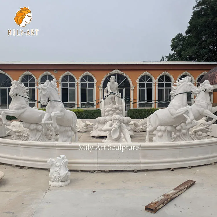 Outdoor Decorative Large Horse Statues White Marble Horse Head Sculptures Water Fountain