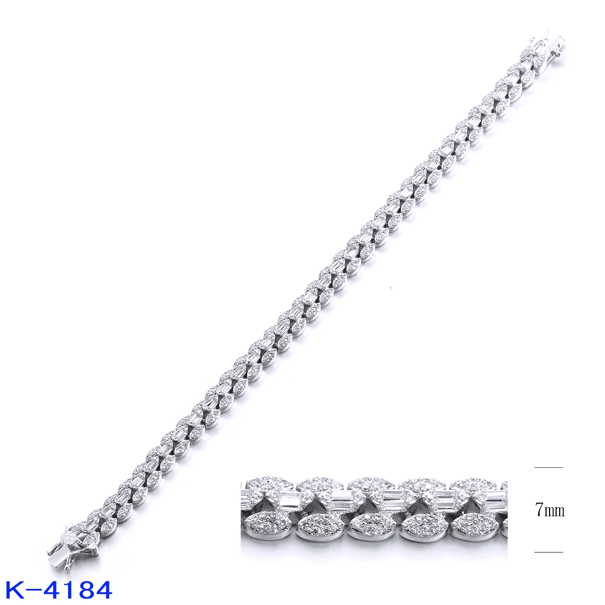 New Fashion 925 Sterling Silver Jewelry CZ Cuba Rope Chain Bracelet for Men