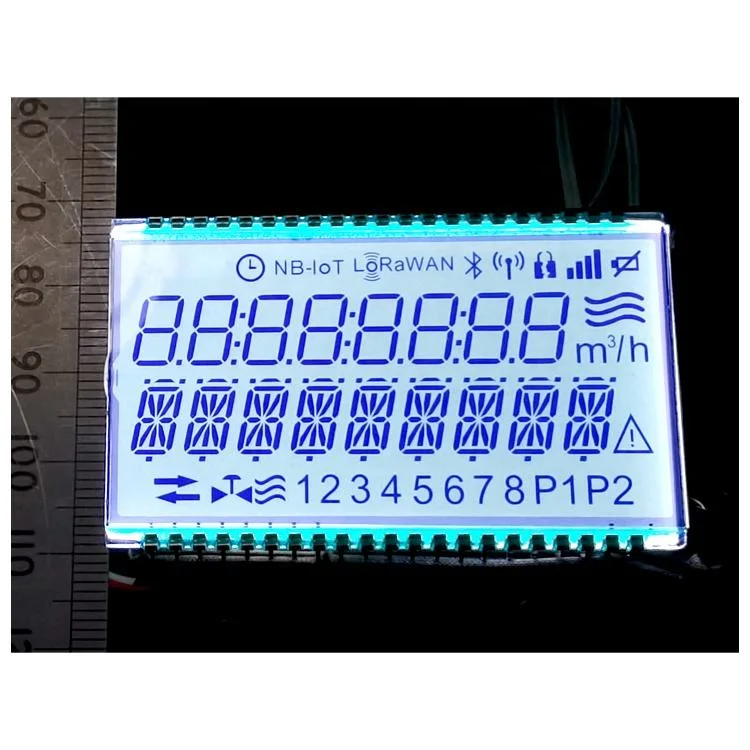 شاشة LCD أحادية اللون مخصصة بسبعة مقاطع TN/Htn/Stn/FSTN لعرض عدد الوظائف الرقمية الطاقة الكهربية لمقياس الطاقة