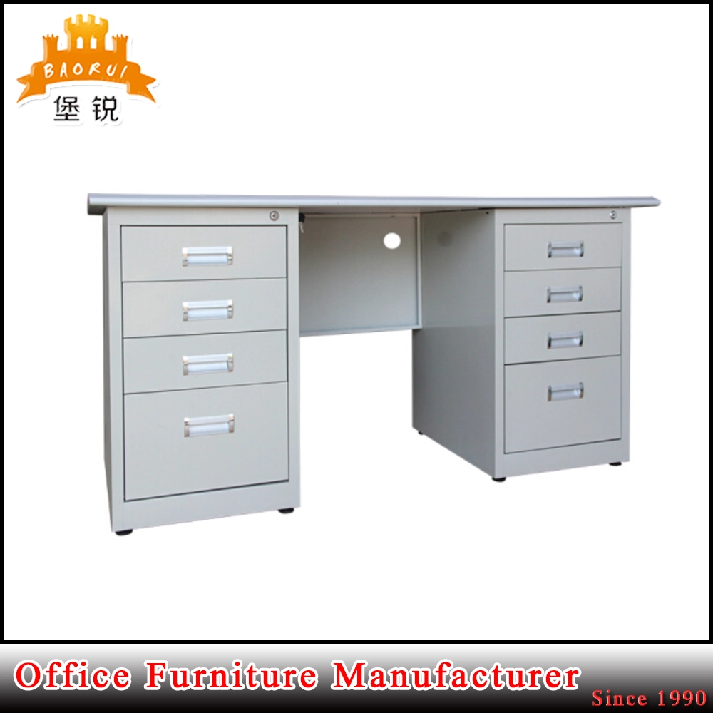 Modern Office Furniture Metal Computer Desk Steel Executive Double Pedestal Office Table