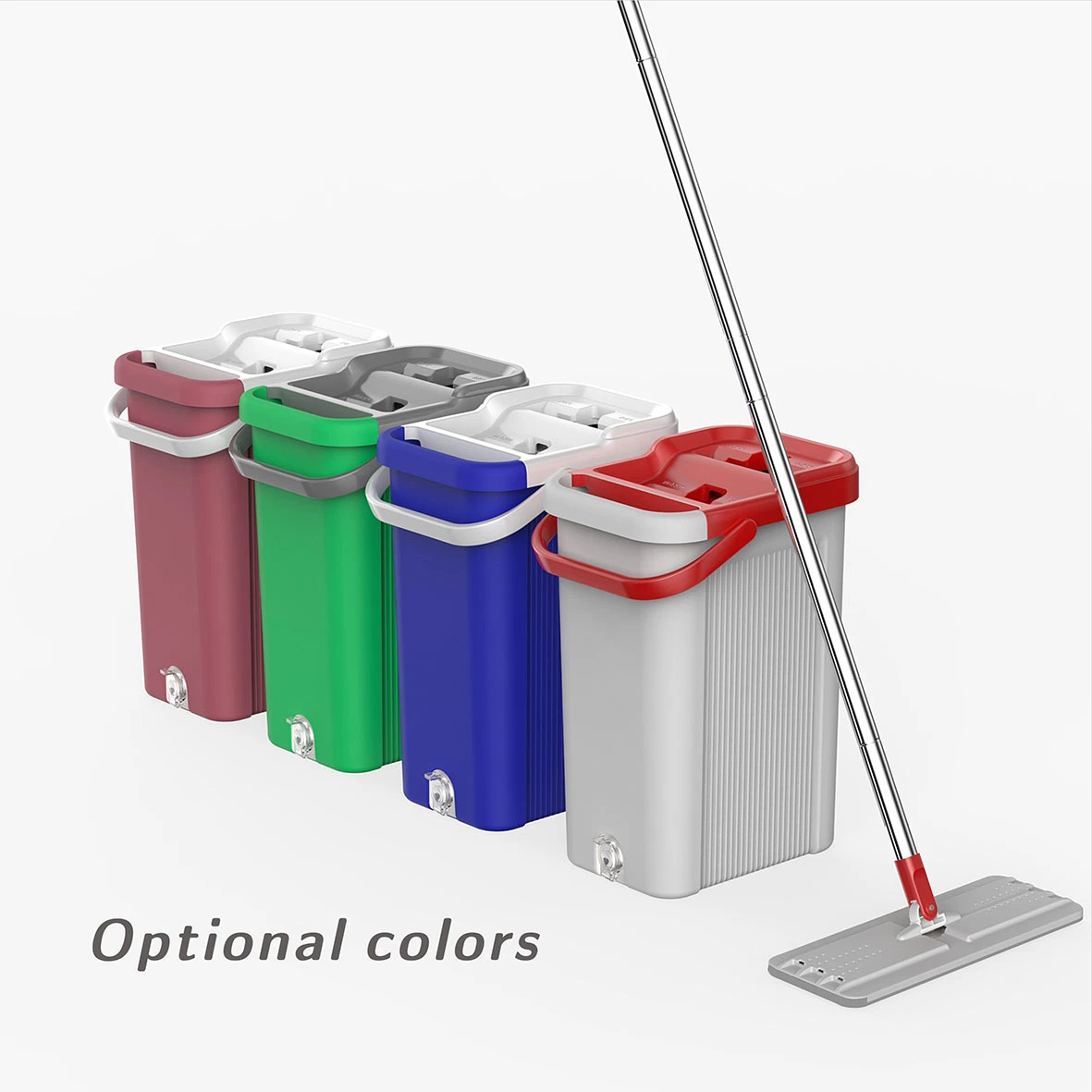 Bosheng Mop and Bucket with Wringer Set, Hands Free Flat Floor Mop and Bucket, Washable Microfiber Pads Included, Wet and Dry Use, Home Floor Cleaning System