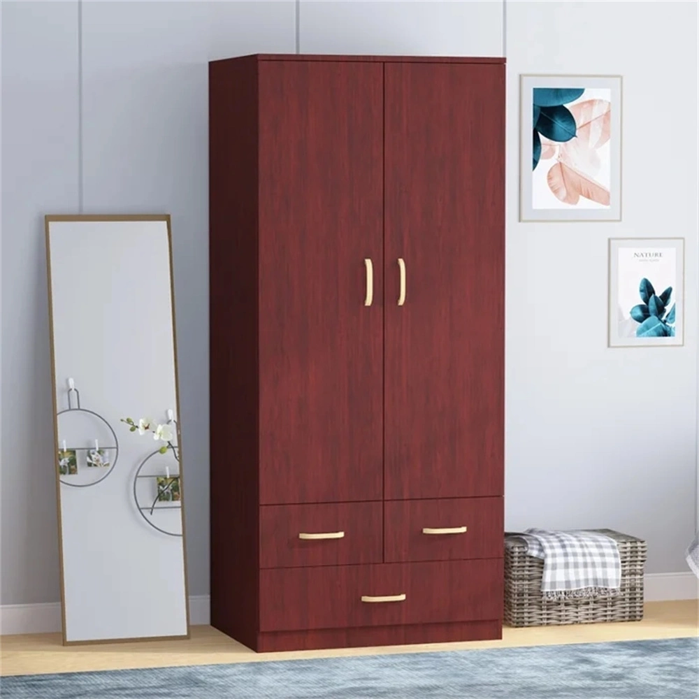 New Design Bedroom Chinese Festive Home Furniture Wooden Red Storage Wardrobe