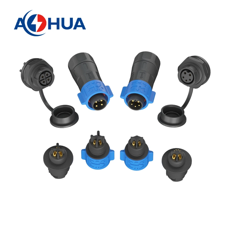 Aohua IP67 IP68 2pin Solder Wire Panel Mount Connector K20 Wire to Board Waterproof Female Front Panel Connector for LED Lighting Devices Junction Box