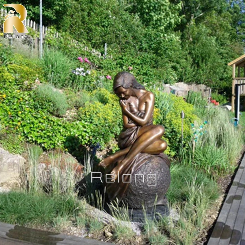 Alta calidad vida Tamaño hermosa Señora Bronce Escultura Figuras para Decoración de jardín