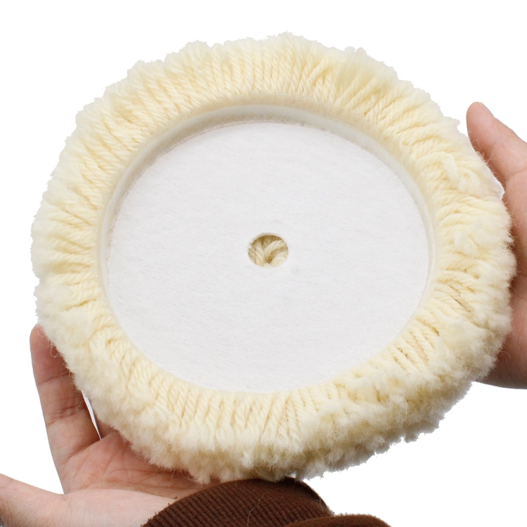 Polishing Pad Buffing Pads 7inch 100% Natural Wool Hook & Loop Grip Buffing Pad for Compound Cutting & Polishing for Car