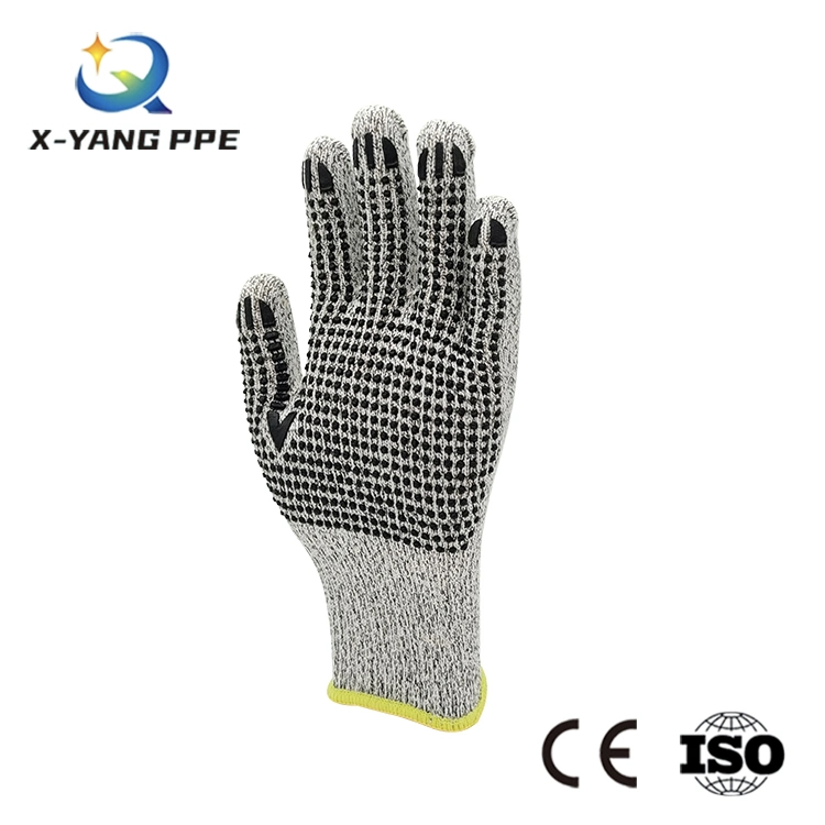 Factoryshop 7 / 10 Gauge Cotton Liner Single / Double Side PVC Dotted / Dots Non Slip Coated Work Safety Construction Working Knitted Gloves