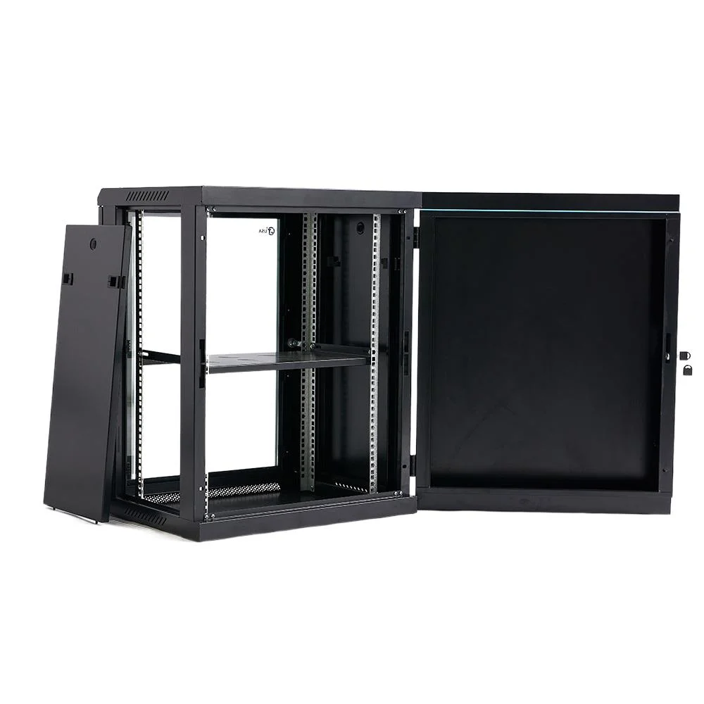 Double Section Rear Opening 15u Wall Mount Network Server Rack 19 Inch Cabinet Enclosure Glass Door