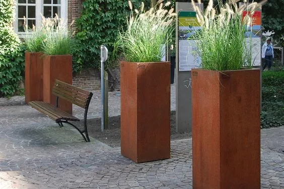 Artistic Corten Steel Planter Rectangular Metal Planter Corten Steel Flower Pot Corten Steel Fiberglass Flower Planter Pot