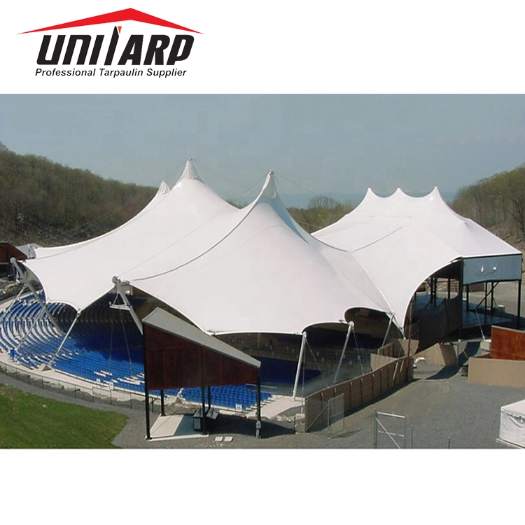 Lacquered Glossy Surface 1500*1500d 30*32 1250GSM PVC Tarpaulin Fabrics for Tensile Car Parking Stadium Tent Roof