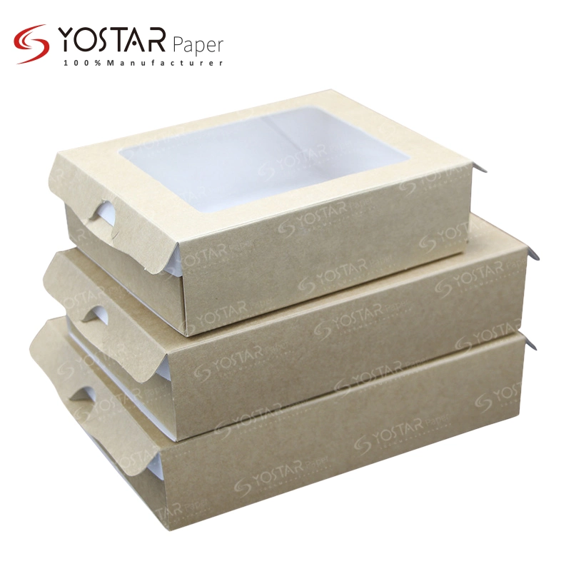 Disposable Food Cardboard Paper Packaging Sushi Cake Box with PE Window