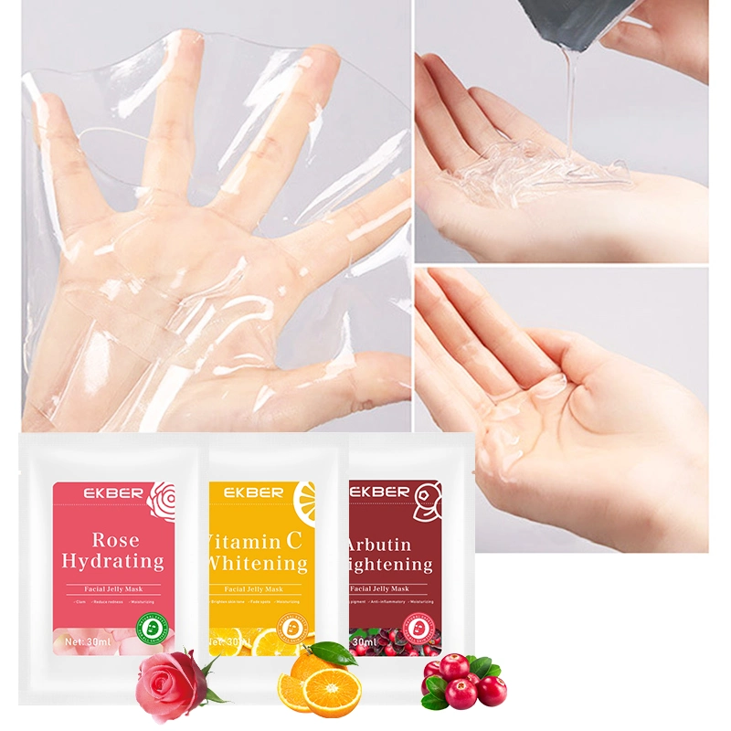 Private Label natürliche Bio-Vitamin C Gesichtsmaske Feuchtigkeitsspendende Aufhellung Peel Off Soft Hydro Jelly Maske Hautpflege Kosmetische Gesichtsbehandlung Blatt Rose Lemon 24K Gold