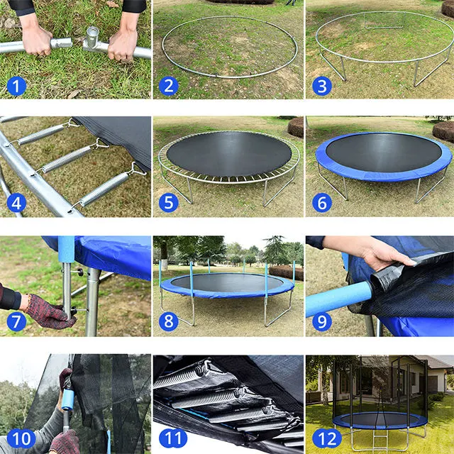 12 Фткомбо Bounce Outdoor Indoor Trampoline с лестницей с пружинными накладками