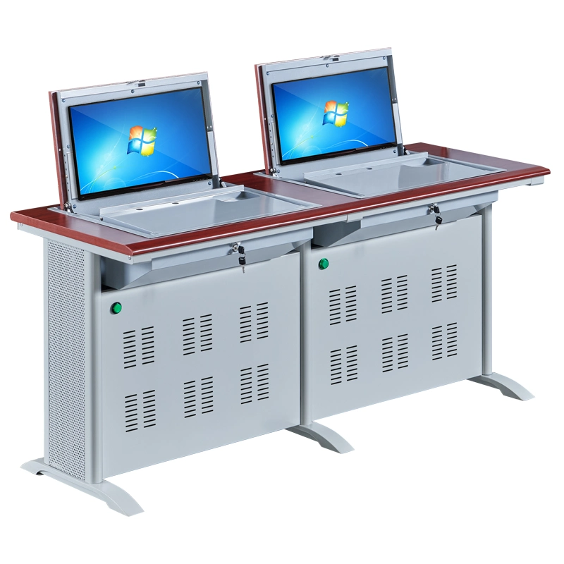 Mesa de monitor LCD Flipper para secretária de computador móvel para sala de aula multimédia Cofre para Secretária