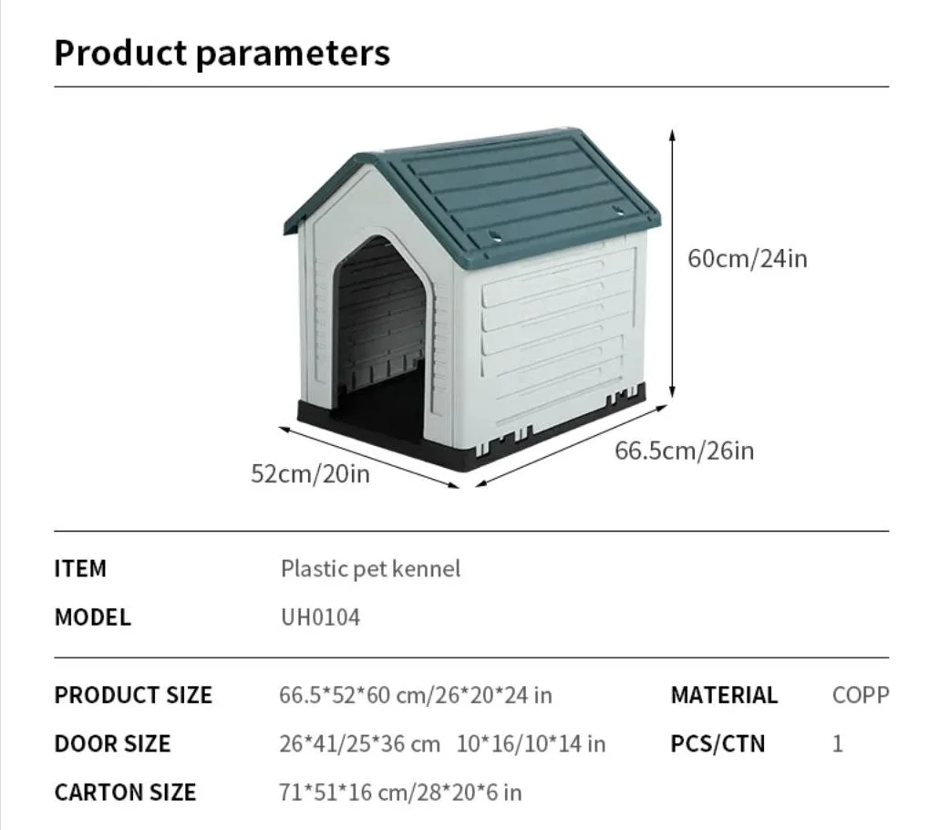 Dog Kennel Outdoor Pet Plastic House Tough Durable Dog House