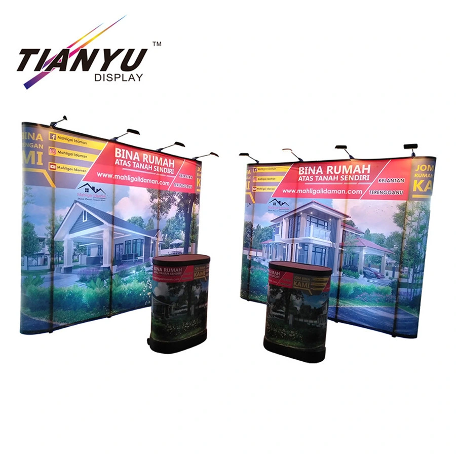 Tension Fabric Display Exhibition Trade Show Backdrop Stand with Backlit LED Light