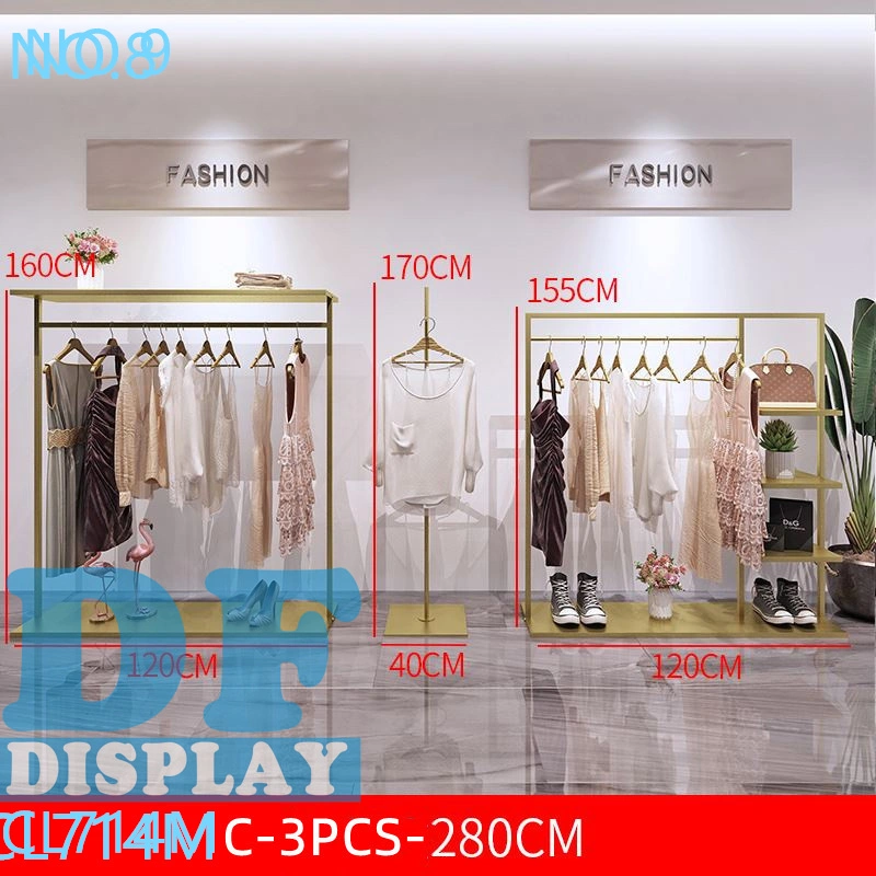 Boutique Gold Clothing Display Rack Clothing Store Display Stands Exhibition Display Clothes Stand Clothes Shop Display Furniture