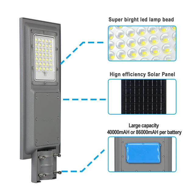 La integración de la carretera IP65 Panel Solar semáforo Powered impregnado de la iluminación exterior de la batería en un 100W 200W 300W LED Solar de la luz de la calle