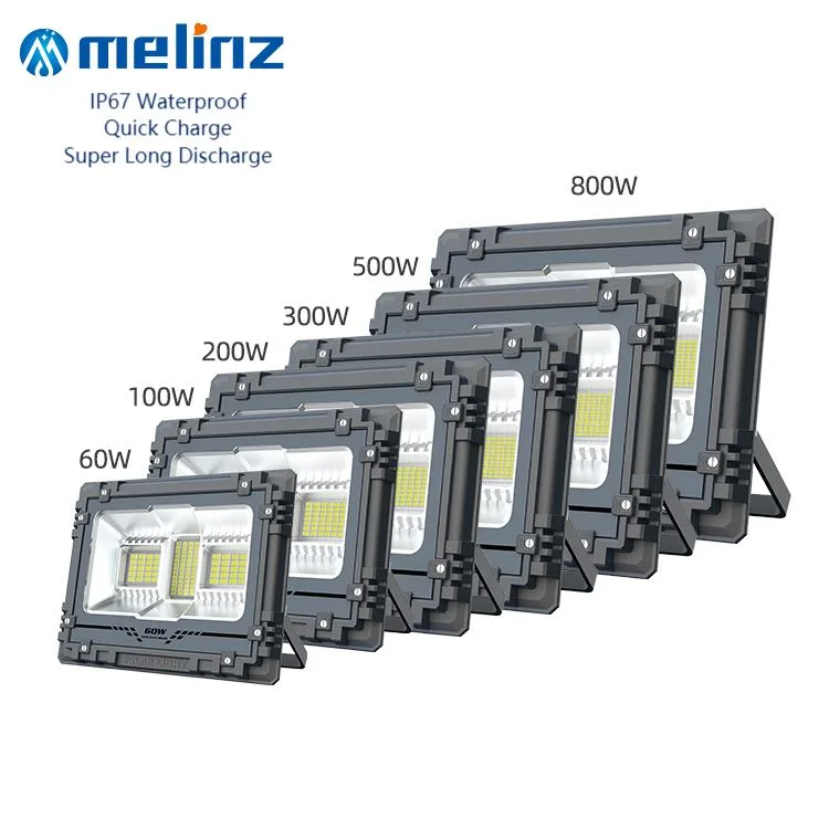 Melinz Professional Waterproof IP67 60W 100W 200W 300W 500W 800W LED Solar Exterior Flood Lighting