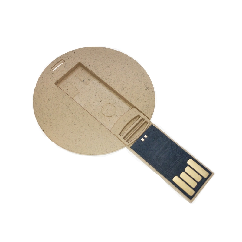 Reciclar degradables madera círculo redondo de fibra mini tarjeta de memoria Flash USB.