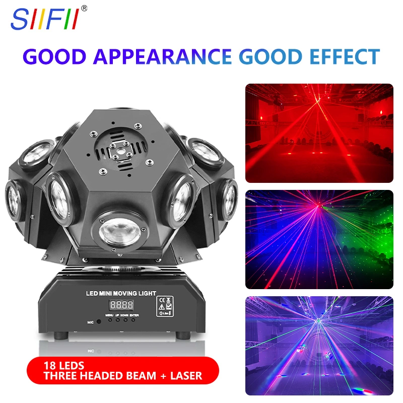 3 Heads 18PCS*10W LED Moving DJ Disco Laser Light for Party Club