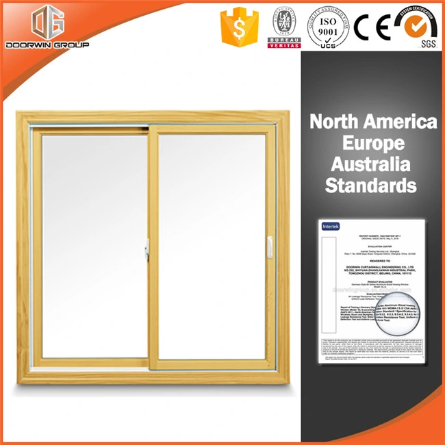 Double Glass Quality & Cheap Sliding Window for Apartment, North-America Style Aluminum Solid Wood Gliding Window