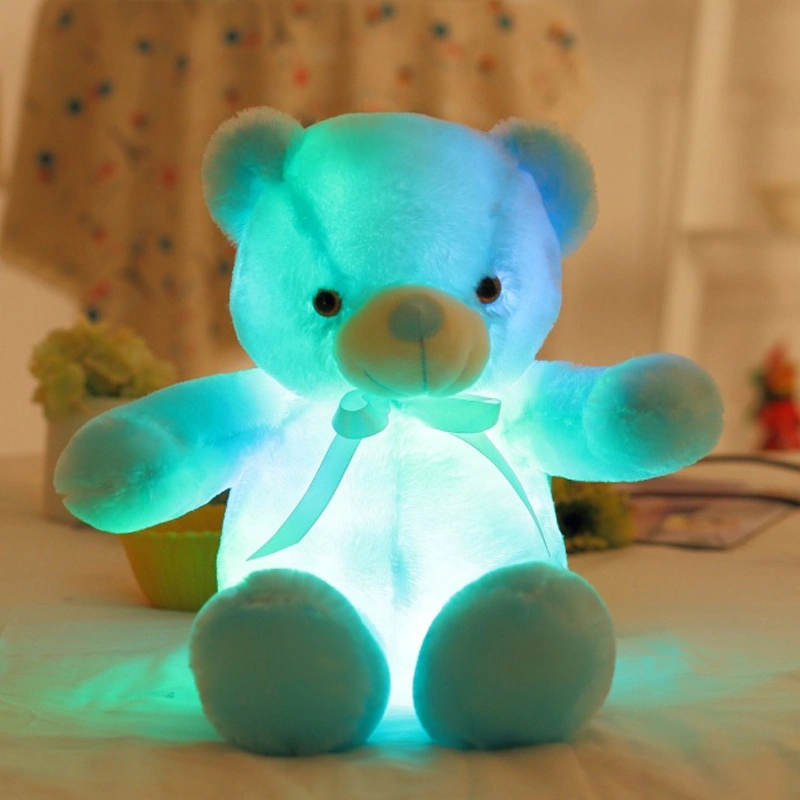 Amazon vende caliente de la luz creadora de brillante colorido LED de 30cm de osito de peluche juguete de peluche de regalo de Navidad