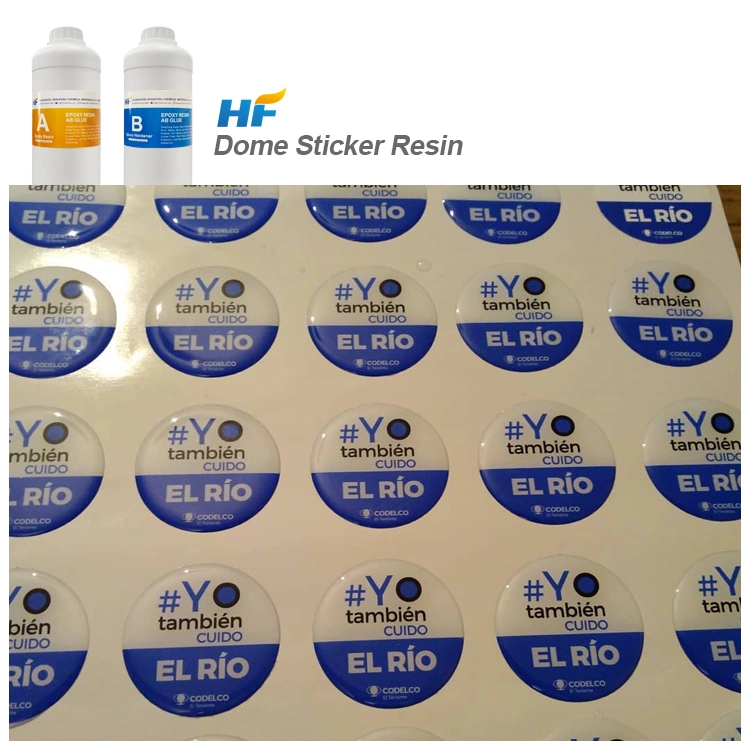 Hengfeng Industrial Corporation cómo utilizar la proporción de 1: 1 de Resina Epoxi transparente suave para Dome adhesivos y pegatinas Logo ovalado