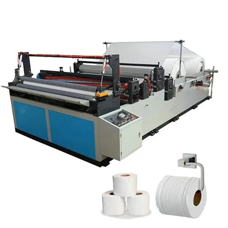 1200mm Automatic Embossed and Perforated Toilet Tissue Paper Making Glue Lamination Kitchen Towel Paper Rewinding Paper Product Making Machine