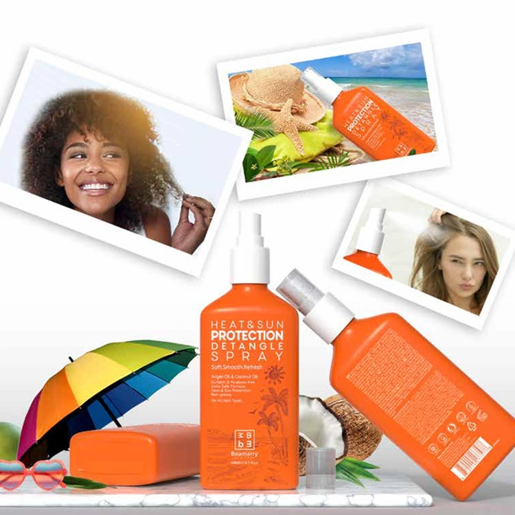 200ml Wholesale Natural Sulfates Free Heat Protect Spray Argan Oil Coconut Oil UV Detangling Hair Spray