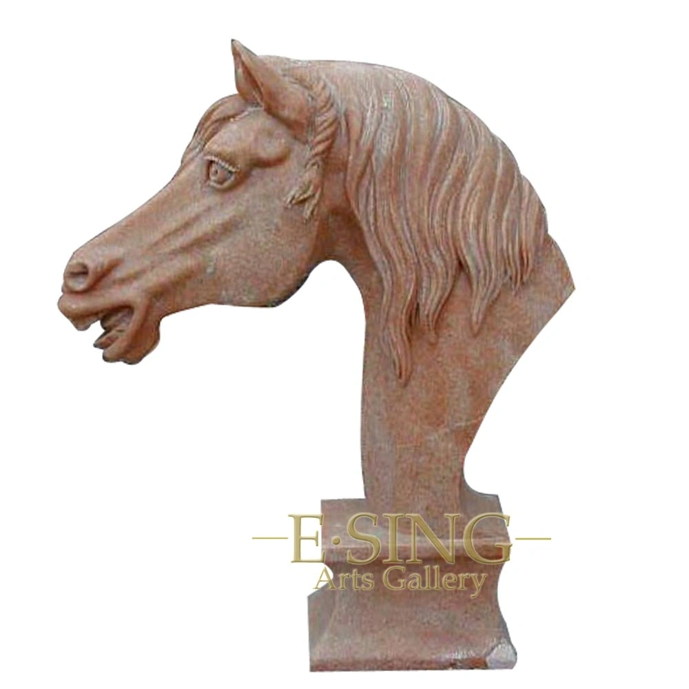 Home Decor Life Size Natural Red Marble Stone Horse Sculpture