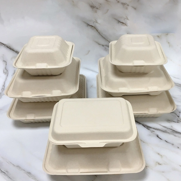 Vaisselle jetable en bagasse de canne à sucre Boîte alimentaire 100% compostable Vaisselle en pulpe biodégradable Couverts à emporter Contenants alimentaires