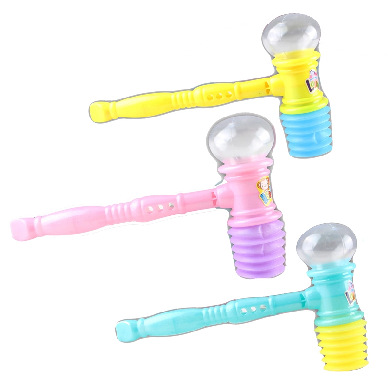 OEM/ODM Promotion Fun Noise Maker Handle Hammer Candy Toy Kids Plastic Noisy Whistle Hold Sugar Toy Funny Toy Hammer