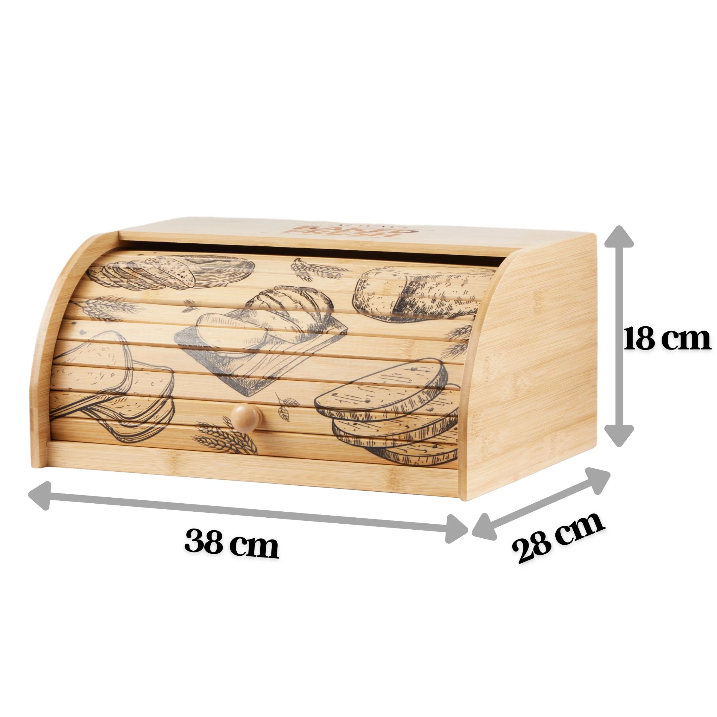 Boîte à pain avec couvercle à rouleau en bambou durable.