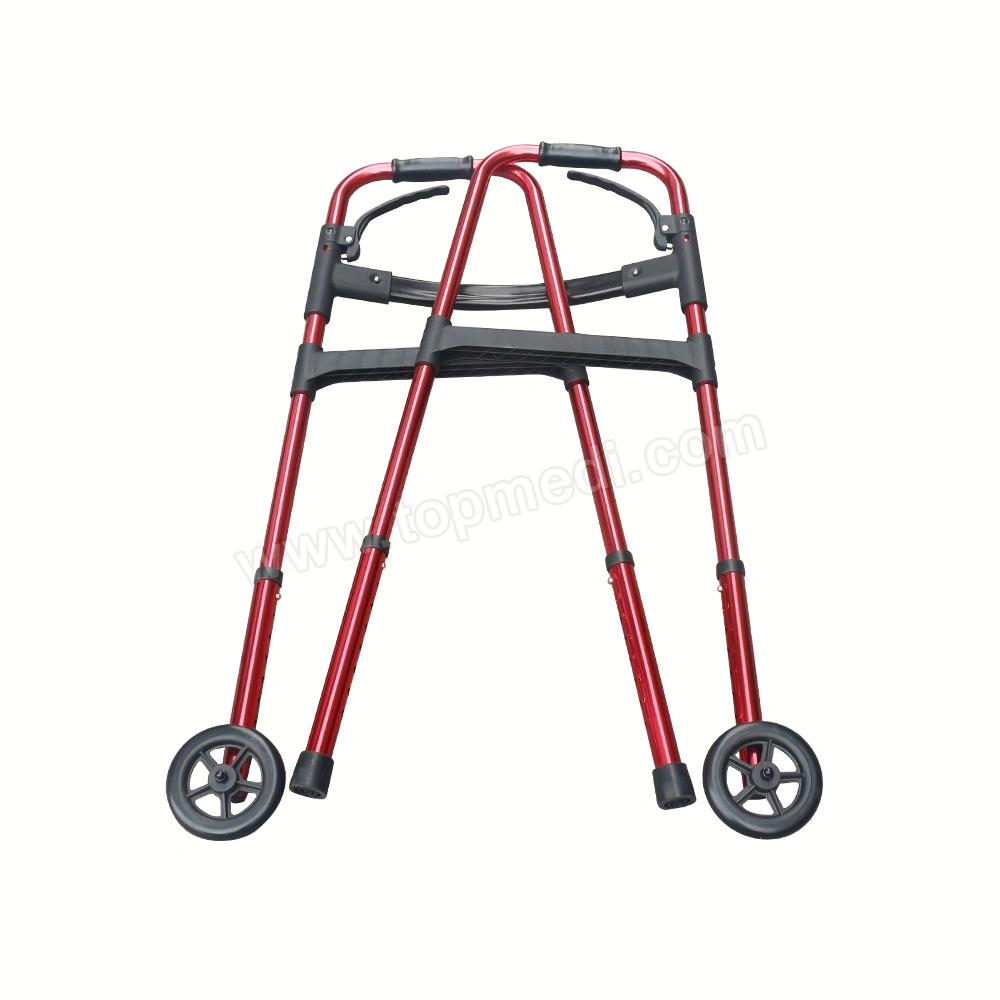 Portable Two Wheels Height Adjustable Aluminum Folding Walking Aids Rollators Walkers