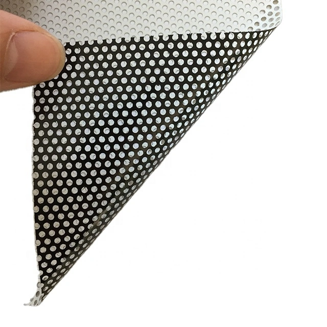 Vidrio de visión unidireccional perforado de PVC de pegamento negro de alta calidad Película de ventana de pegatina para promoción
