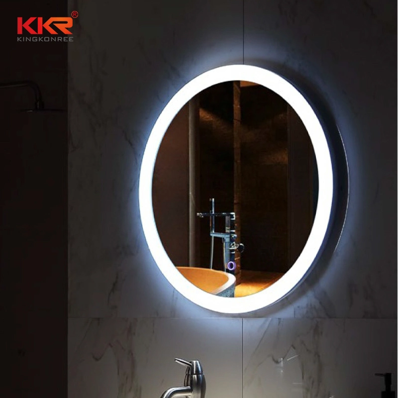 Hotel LED Lighted Moisture-Proof Anti-Fog Round Bathroom Vanity Mirror