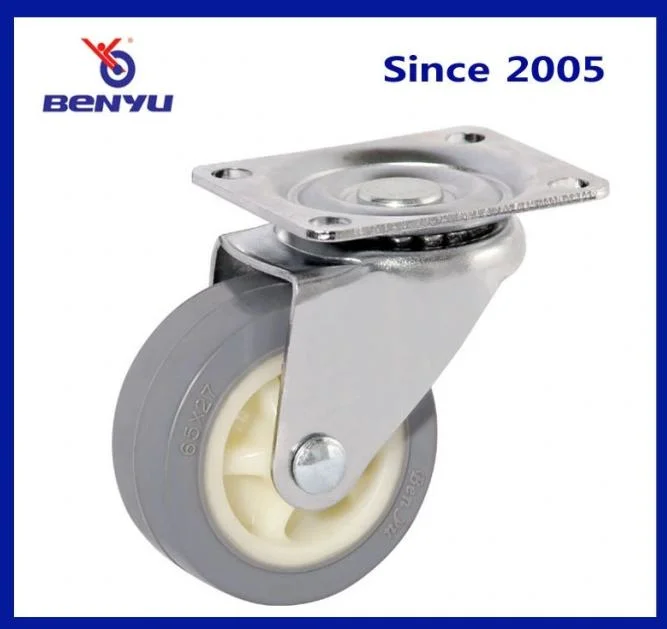 TPU Caster Wheel 75mm 3inch No Bearing 45kg Load Capacity in Gray Color for Furniture