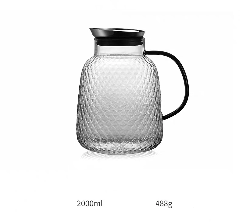 Home Use Glassware Water Jug Drinking Glass Juice Beverage Pitcher Jug Set with Black Glass Handle