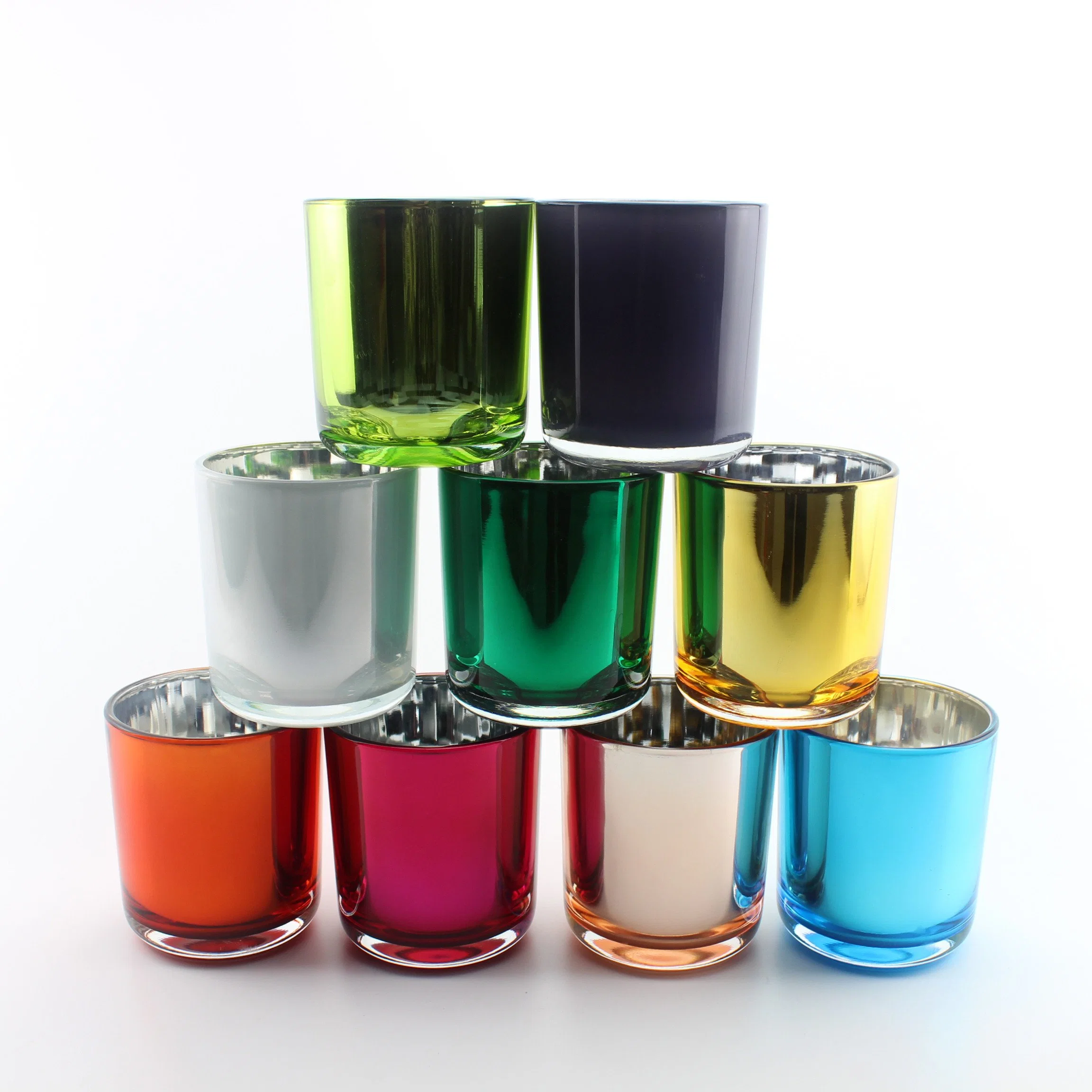 High Quality Fancy Electroplating Color Round Bottom Candle Jar for Candle Making