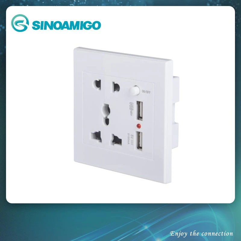 4 Way Wall Socket with USB Charger with Switch