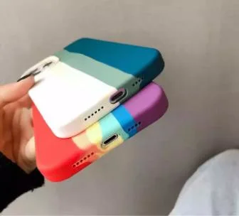 Capa protetora em silicone Rainbow, estojo para iPhone 14 13 12 11 PRO Max Atacado com alta qualidade Telefone de volta Cobertura