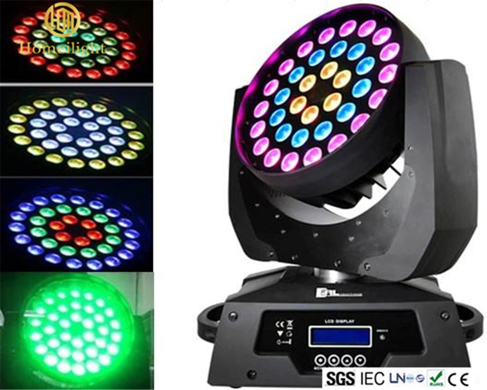 Zoom de iluminação de discoteca 36PCS luz em movimento RGBW 4 em 1 de movimentação de focagem