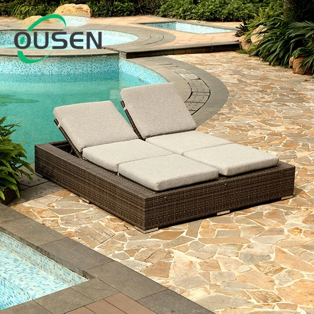 Holiday Hotel Modern Commercial Garden Furniture Rattan Daybed Rattan Wicker Outdoor Furniture Sunbed