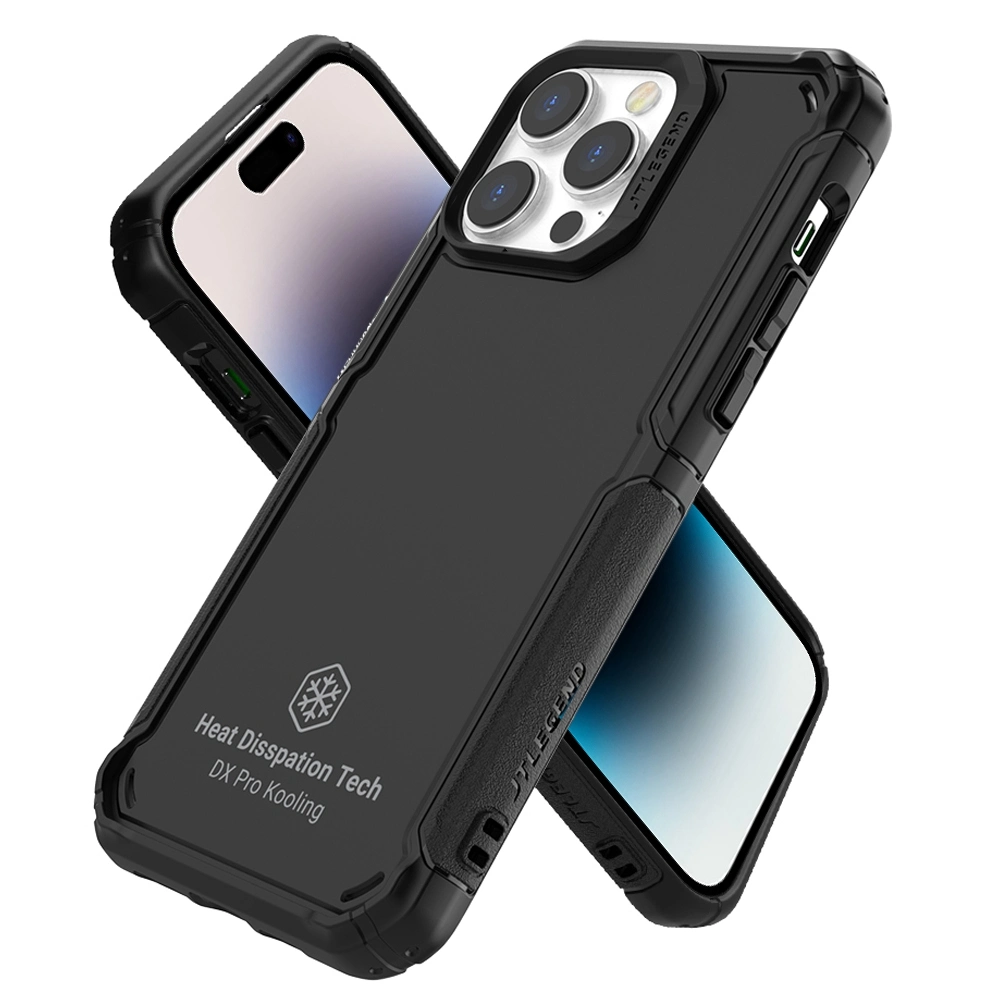 Teléfono Kooling Tlegend Dx PRO para iPhone 14 PRO grado militar de la disipación de calor caso magnético TPU+PC Protector - Negro