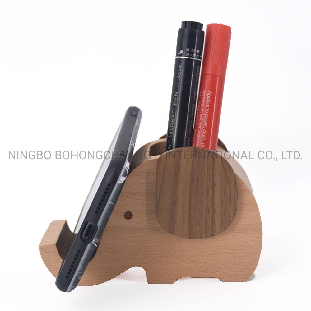 Customized Cartoon Wooden Pencil Brush Mobile Phone Organizers Pen Holder