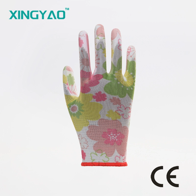 Color PU Printing Wear-Resistant Safety Work Gloves Work Garden Gloves