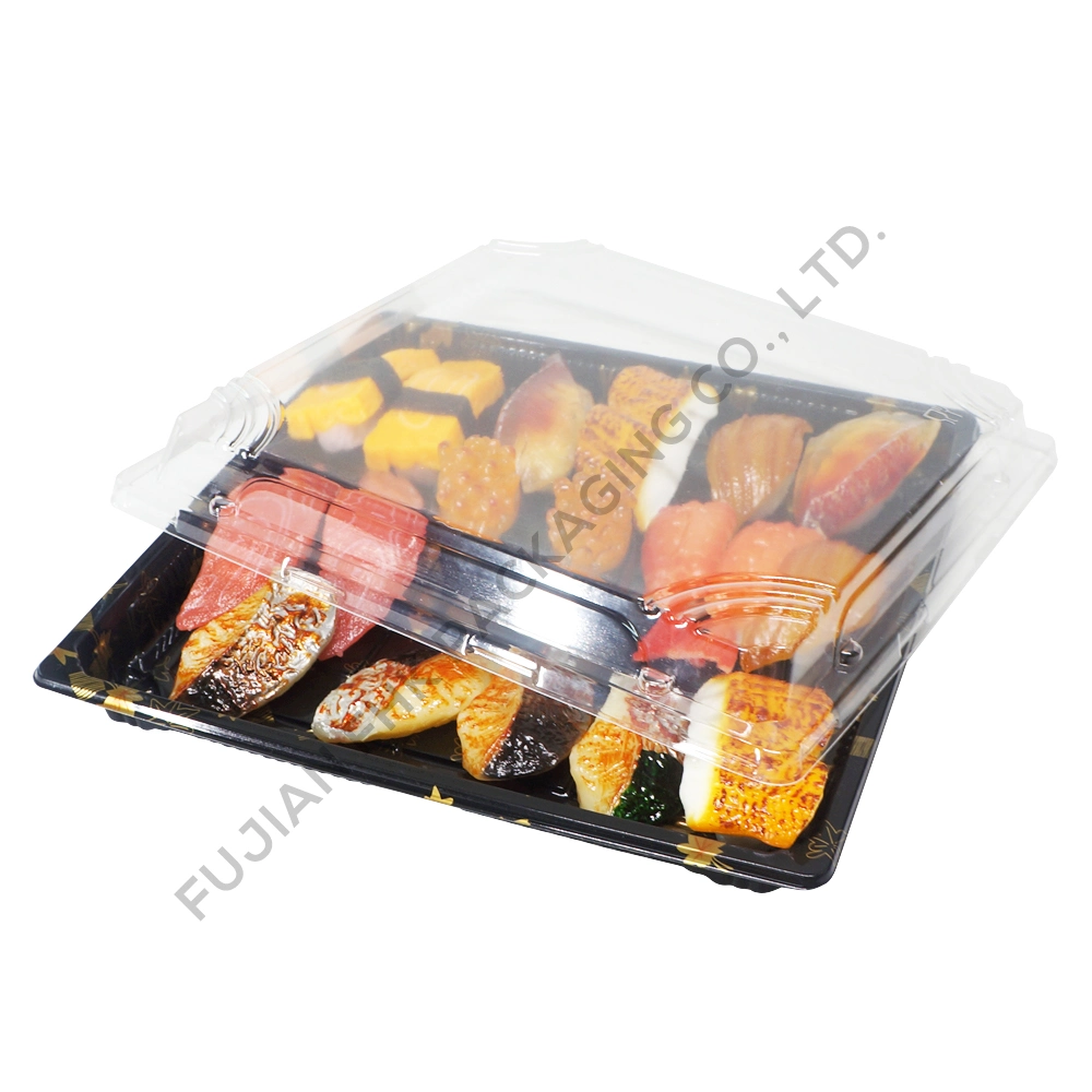 Sushi Disposable Package Containers Sushi Tray Packaging Plastic Transparent Box with Lid