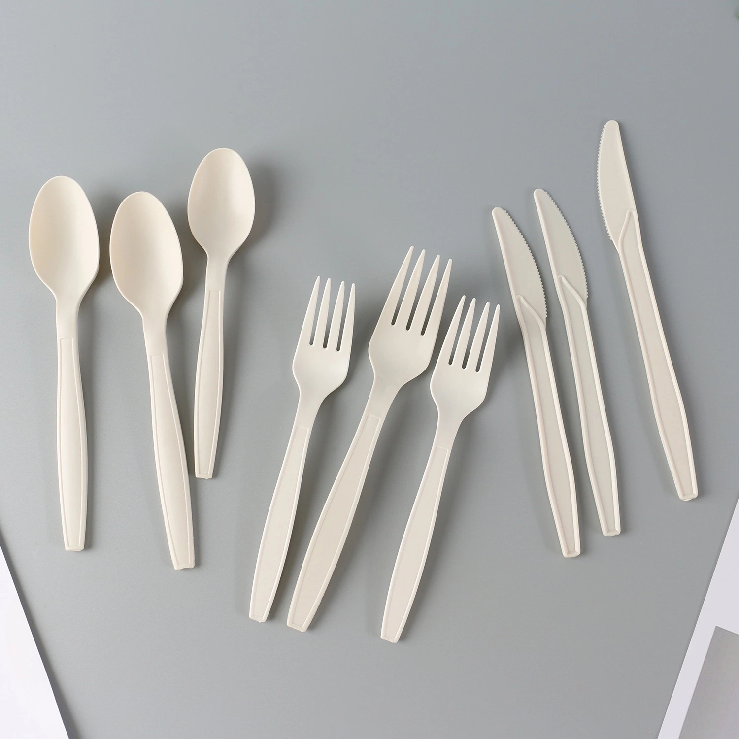 Biodegradable Tableware Biodegradable Cutlery Disposable Products Plastic PLA Spoon Fork and Knife Cutlery
